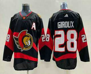Men%27s Ottawa Senators #28 Claude Giroux Black 2022 Reverse Retro Authentic Jersey->ottawa senators->NHL Jersey